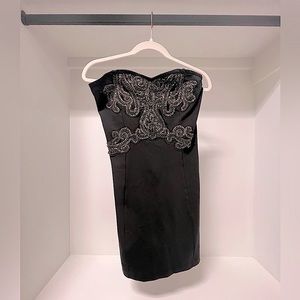 Eye Catching Black Strapless Dress with Glam Beaded Design!